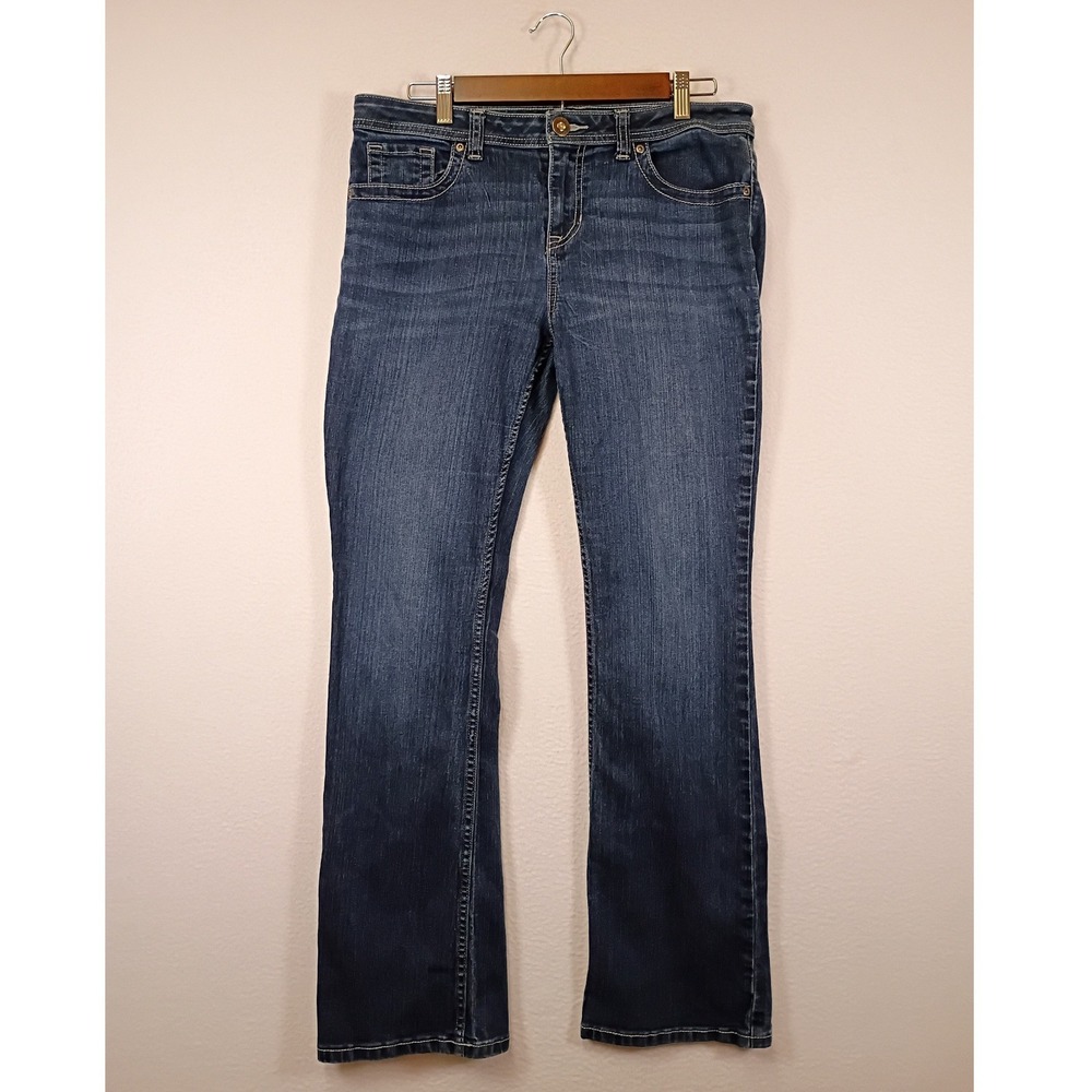 Y2K Glam Apt. 9 Women 12 Dark Blue Rhinestone Embellished Bootcut Jeans